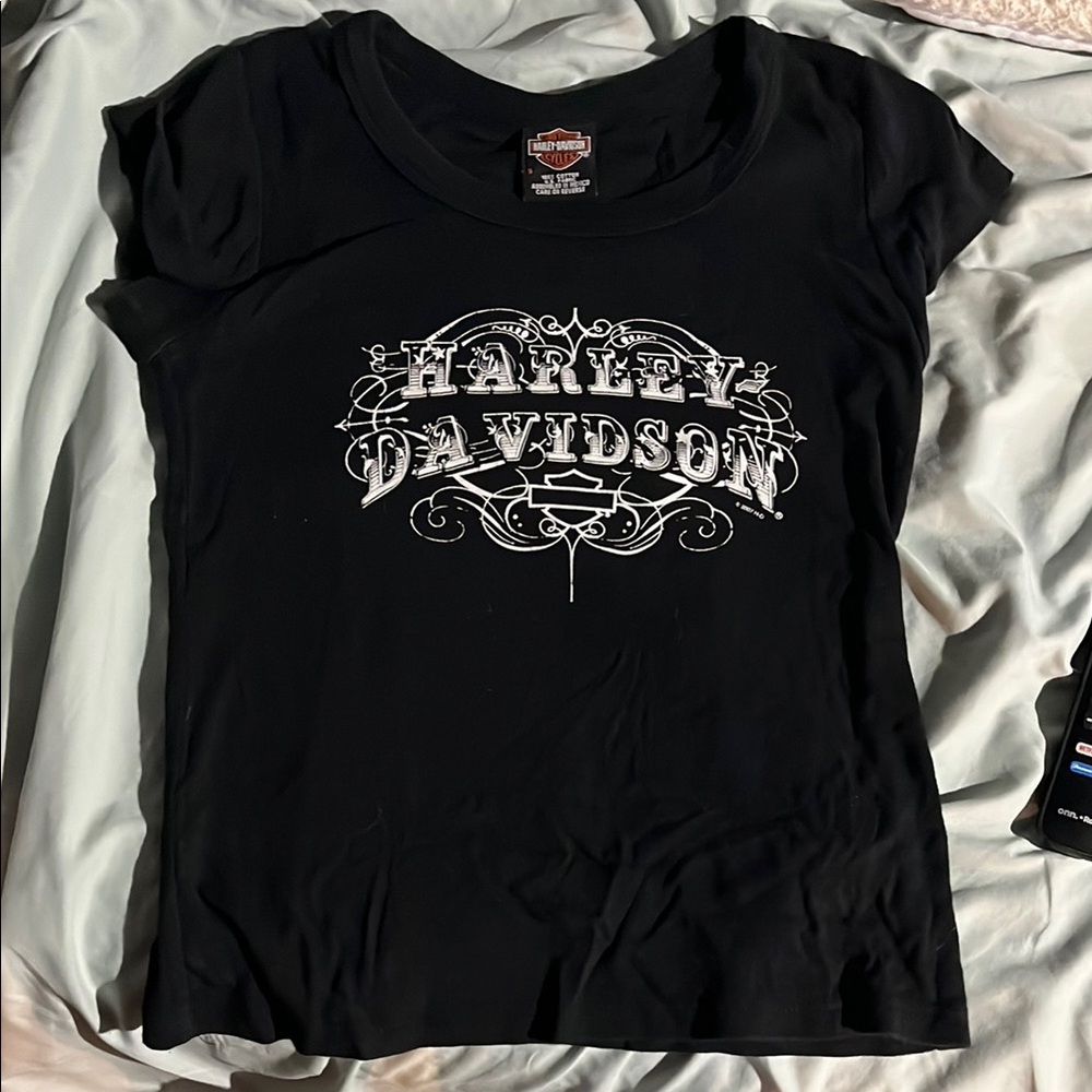 Harley-Davidson Black Fitted Cap Sleeve Tee
